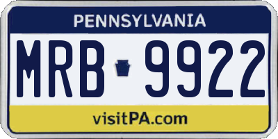 PA license plate MRB9922