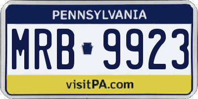 PA license plate MRB9923