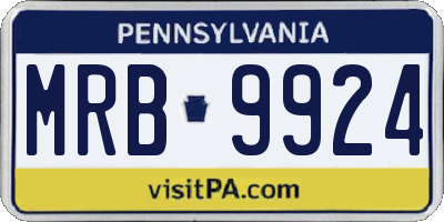 PA license plate MRB9924