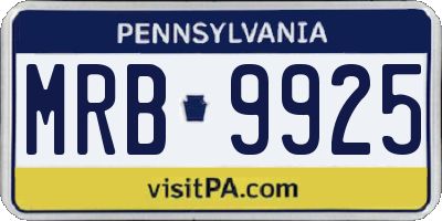 PA license plate MRB9925