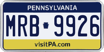 PA license plate MRB9926