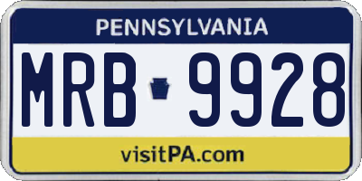 PA license plate MRB9928