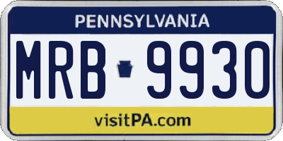 PA license plate MRB9930