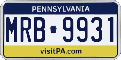 PA license plate MRB9931