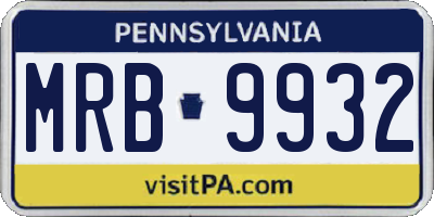 PA license plate MRB9932