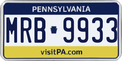 PA license plate MRB9933