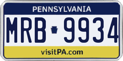PA license plate MRB9934