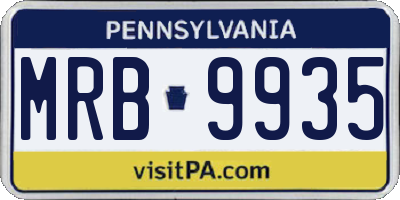 PA license plate MRB9935