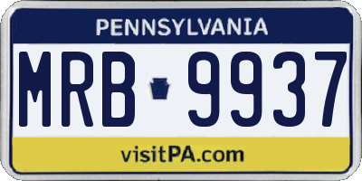 PA license plate MRB9937