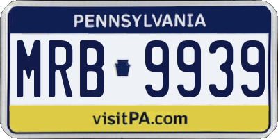 PA license plate MRB9939
