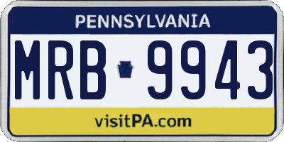 PA license plate MRB9943
