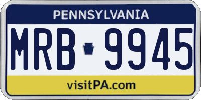 PA license plate MRB9945