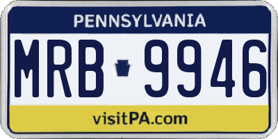 PA license plate MRB9946