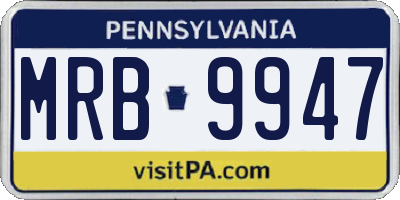 PA license plate MRB9947