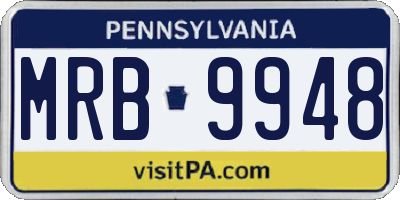 PA license plate MRB9948