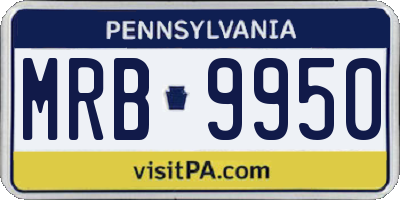 PA license plate MRB9950