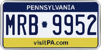 PA license plate MRB9952