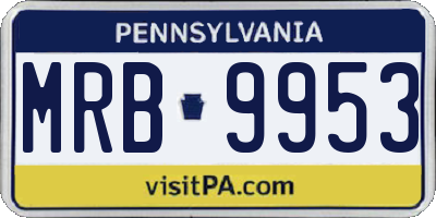 PA license plate MRB9953