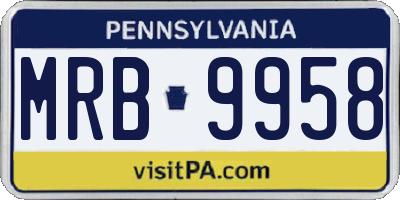 PA license plate MRB9958