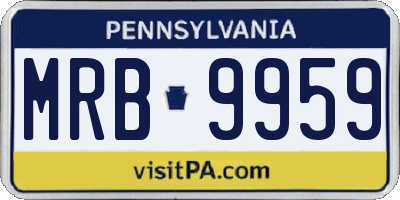 PA license plate MRB9959
