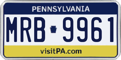 PA license plate MRB9961