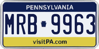 PA license plate MRB9963