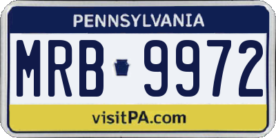 PA license plate MRB9972