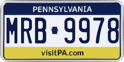 PA license plate MRB9978