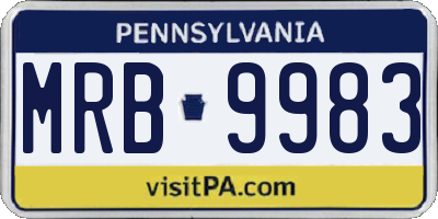 PA license plate MRB9983