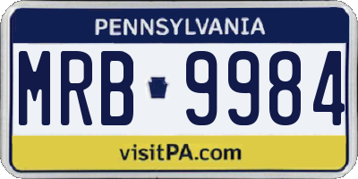 PA license plate MRB9984