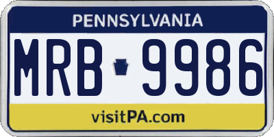 PA license plate MRB9986