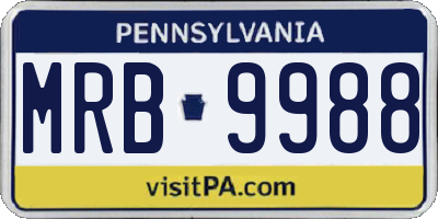 PA license plate MRB9988
