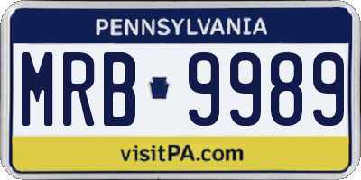 PA license plate MRB9989