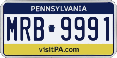 PA license plate MRB9991