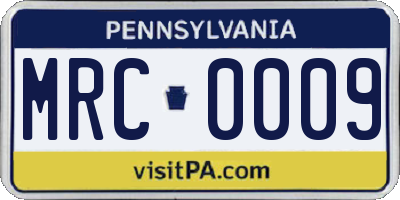 PA license plate MRC0009