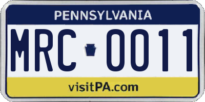 PA license plate MRC0011