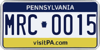 PA license plate MRC0015