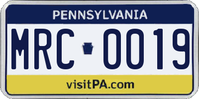 PA license plate MRC0019