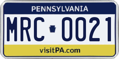 PA license plate MRC0021