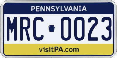 PA license plate MRC0023