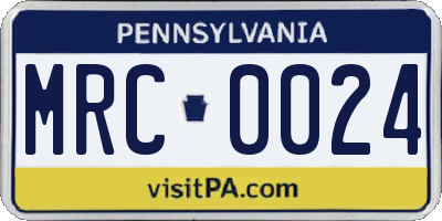 PA license plate MRC0024