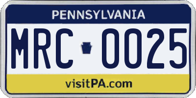 PA license plate MRC0025
