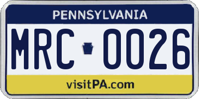 PA license plate MRC0026