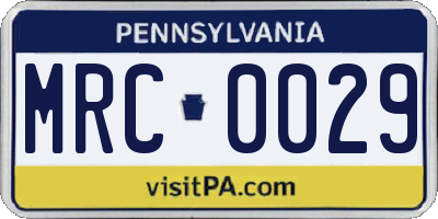 PA license plate MRC0029