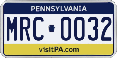 PA license plate MRC0032