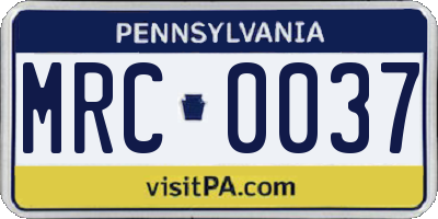 PA license plate MRC0037