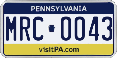 PA license plate MRC0043