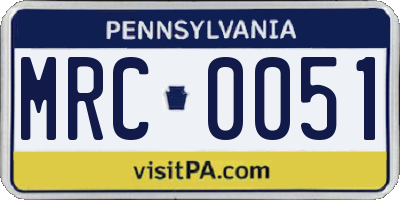 PA license plate MRC0051