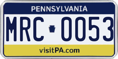 PA license plate MRC0053