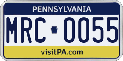 PA license plate MRC0055